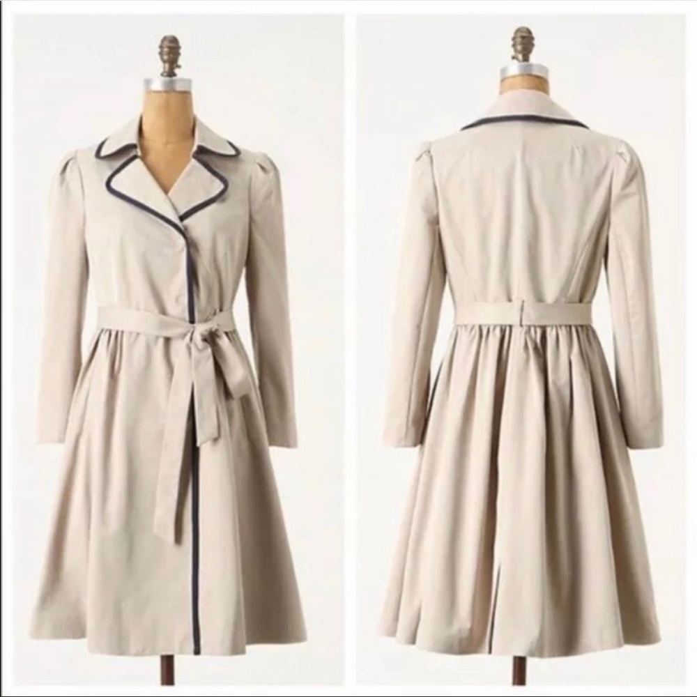 Anthro Elevenses Fair Lady Pleated Trench Coat 6